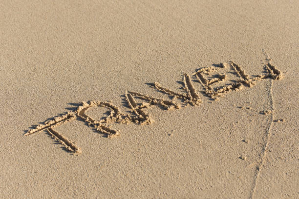 istock Inscription Travel on sandy beach 851916690