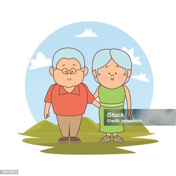 Ilustración de Fondo Blanco Con Paisaje De Silueta De Color Con La Pareja  De Ancianos Abrazados y más Vectores Libres de Derechos de Abrazar - iStock