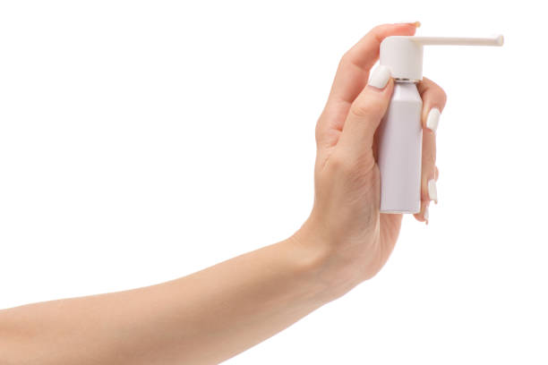 istock Female hand spray for throat 851921398