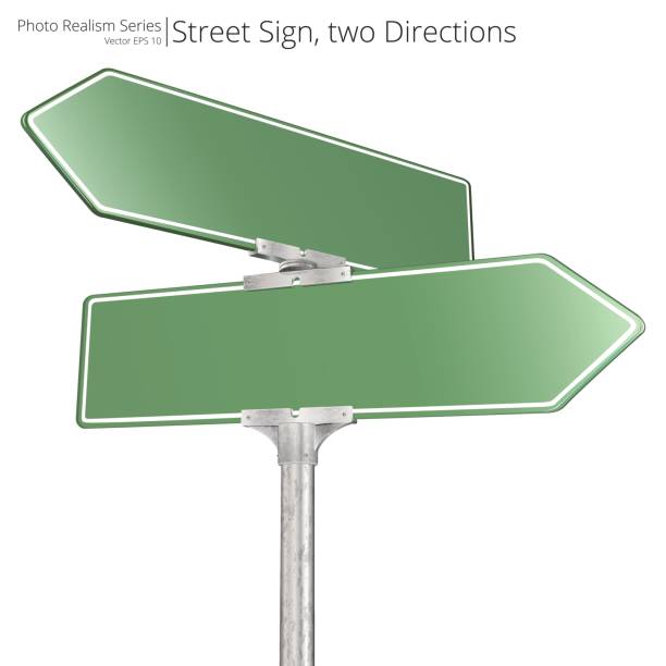 Vector Street Sign. Vector of green two way Street Signs pointing in opposite directions. Blank for Copy Space. distance sign stock illustrations