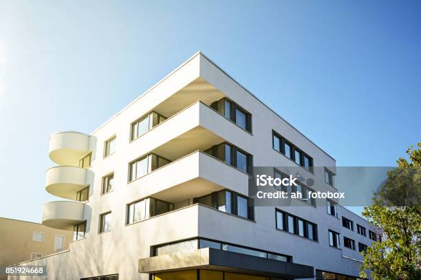 New Residential And Commercial Building With Modern Facade In The City Stock Photo - Download Image Now