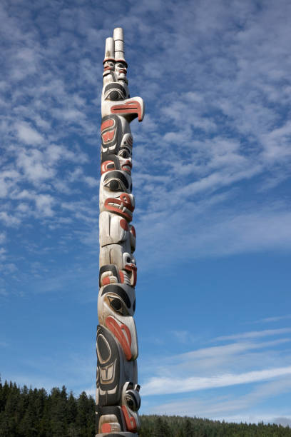 Old totem carving of an Eagle near Victoria, B.C.