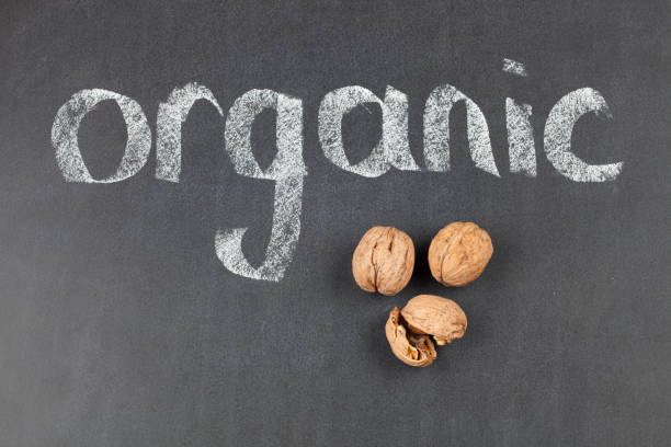 istock Organic walnut and writing on the blackboard 851936028