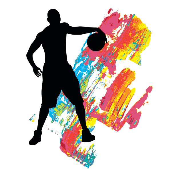 illustrations, cliparts, dessins animés et icônes de slam dunk basket - basketball vector dribbling illustration and painting
