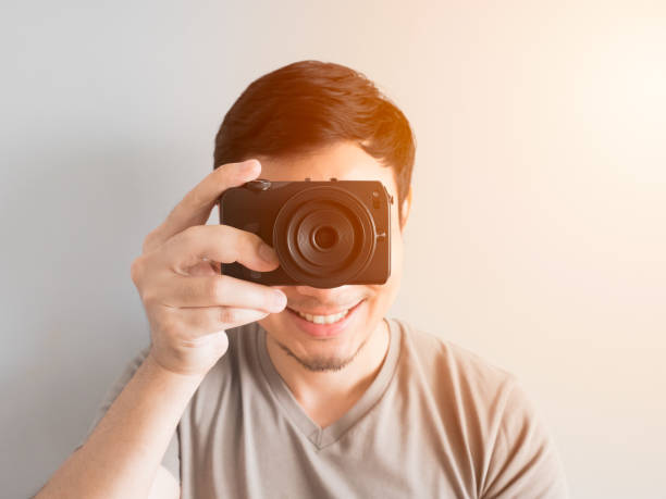 istock Man taking photo of you with mirrorless camera. 851941428