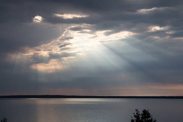 Sun rays through clouds in to Lake Superior