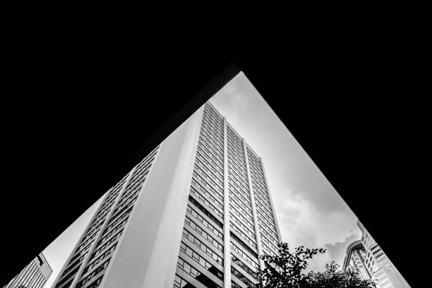 istock Modern office building detail, glass surface with B&W color 851942622