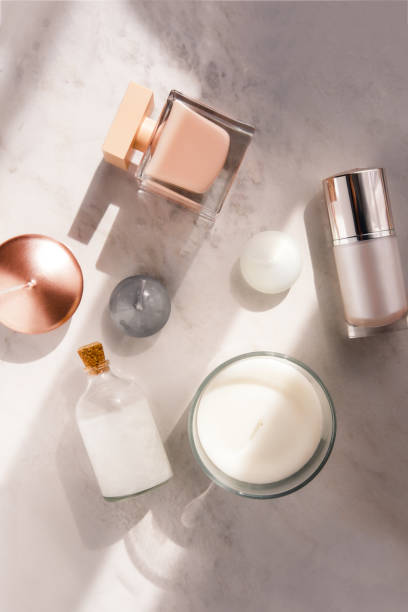 istock Spa beauty products on white marble table flatlay 851946532