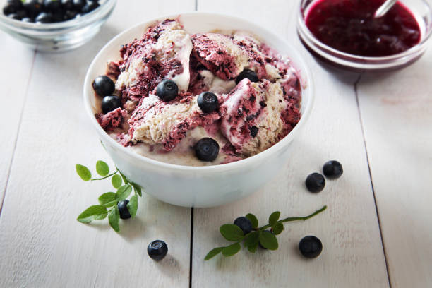 istock Blueberry homemade ice-cream with jam 851950586