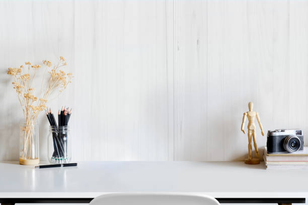 istock Stylish workspace with supplies. 851951228
