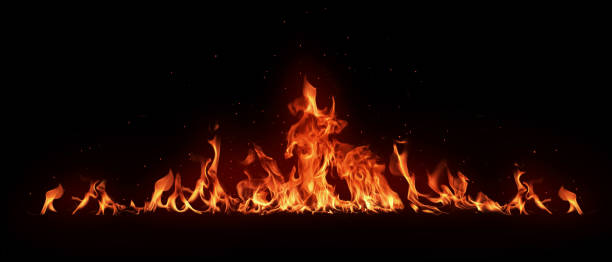 istock Texture of fire on a black background. 851952722