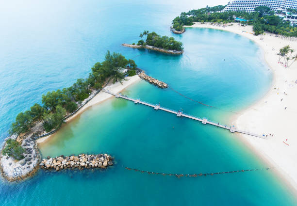 istock Sentosa Island Beach aerial view 851952818