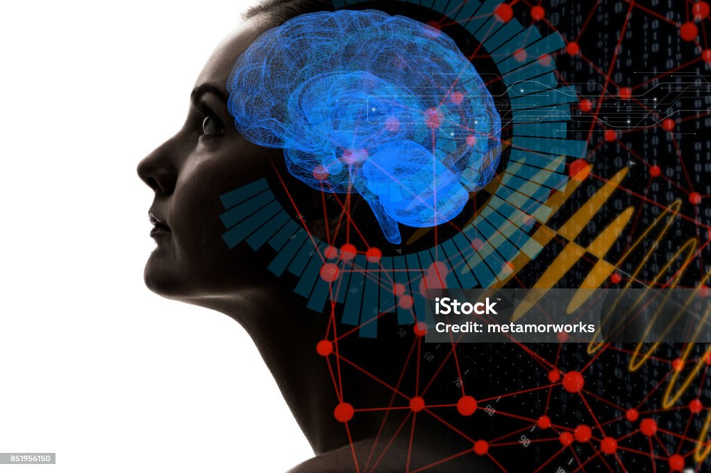 AI(Artificial Intelligence) concept. 3D rendering. Women Stock Photo