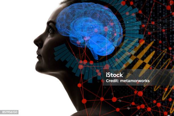 Ai Concept 3d Rendering Stock Photo - Download Image Now - Women, One Woman Only, EEG