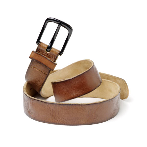 istock Brown leather belt  on the white background 851958630