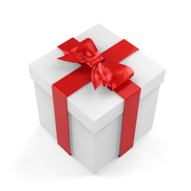 istock Christmas Gift Box, White Box With Red Ribbon And Red Bow 851971806