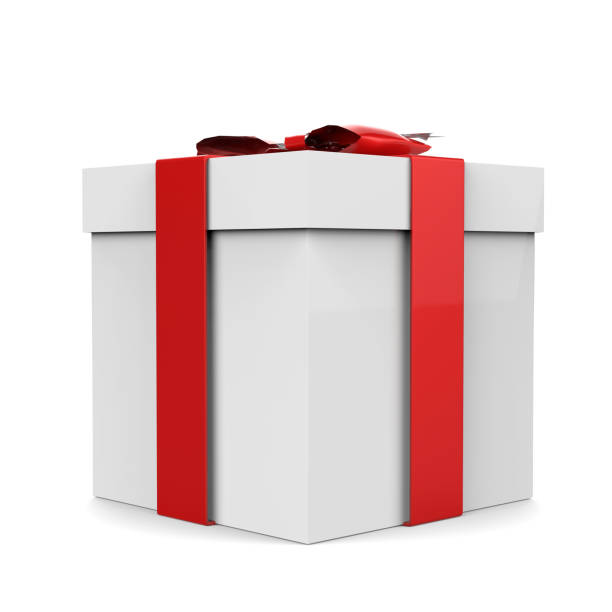istock Christmas Gift Box, White Box With Red Ribbon And Red Bow 851972522