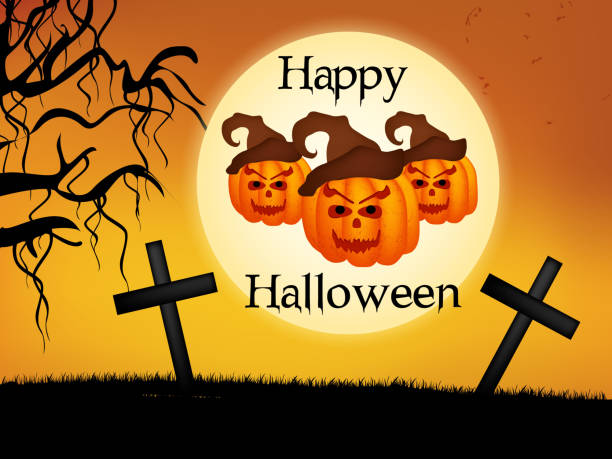 illustration of Halloween Background illustration of elements of Halloween Background Halloween Day stock illustrations