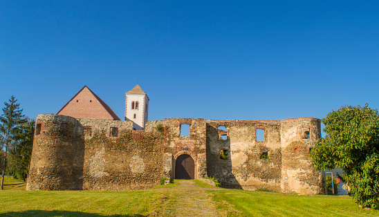 Kaptol, Croatia-August 28, 2016: Old fortress, tourist attraction near Pozega (Croatia). (15th to 16th century)