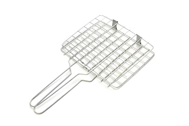 steel grill rack isolated on white background