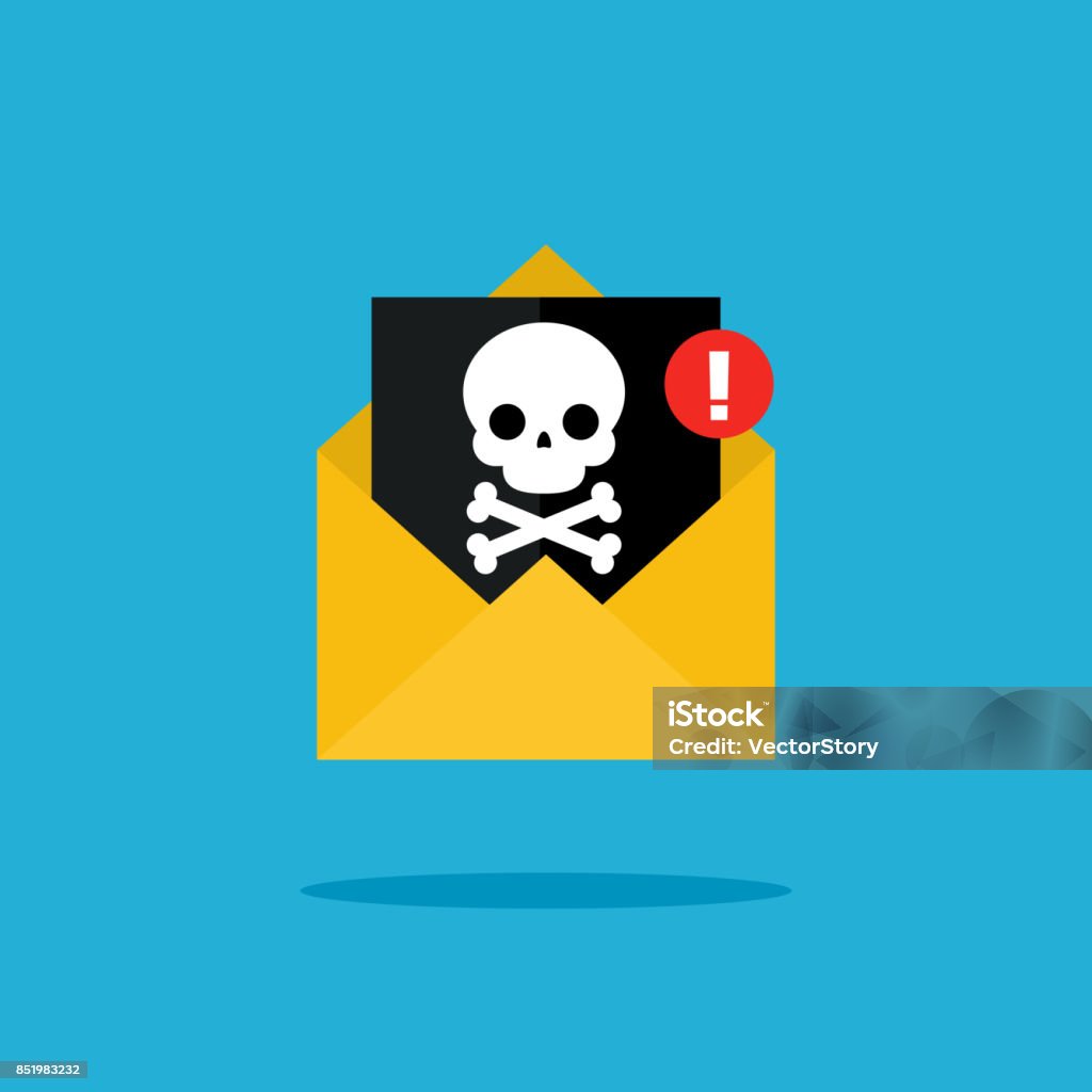 Concept of virus, piracy, hacking and security. Concept of virus, piracy, hacking and security. Malicious content and skull. Flat design, vector illustration. Computer Hacker stock vector