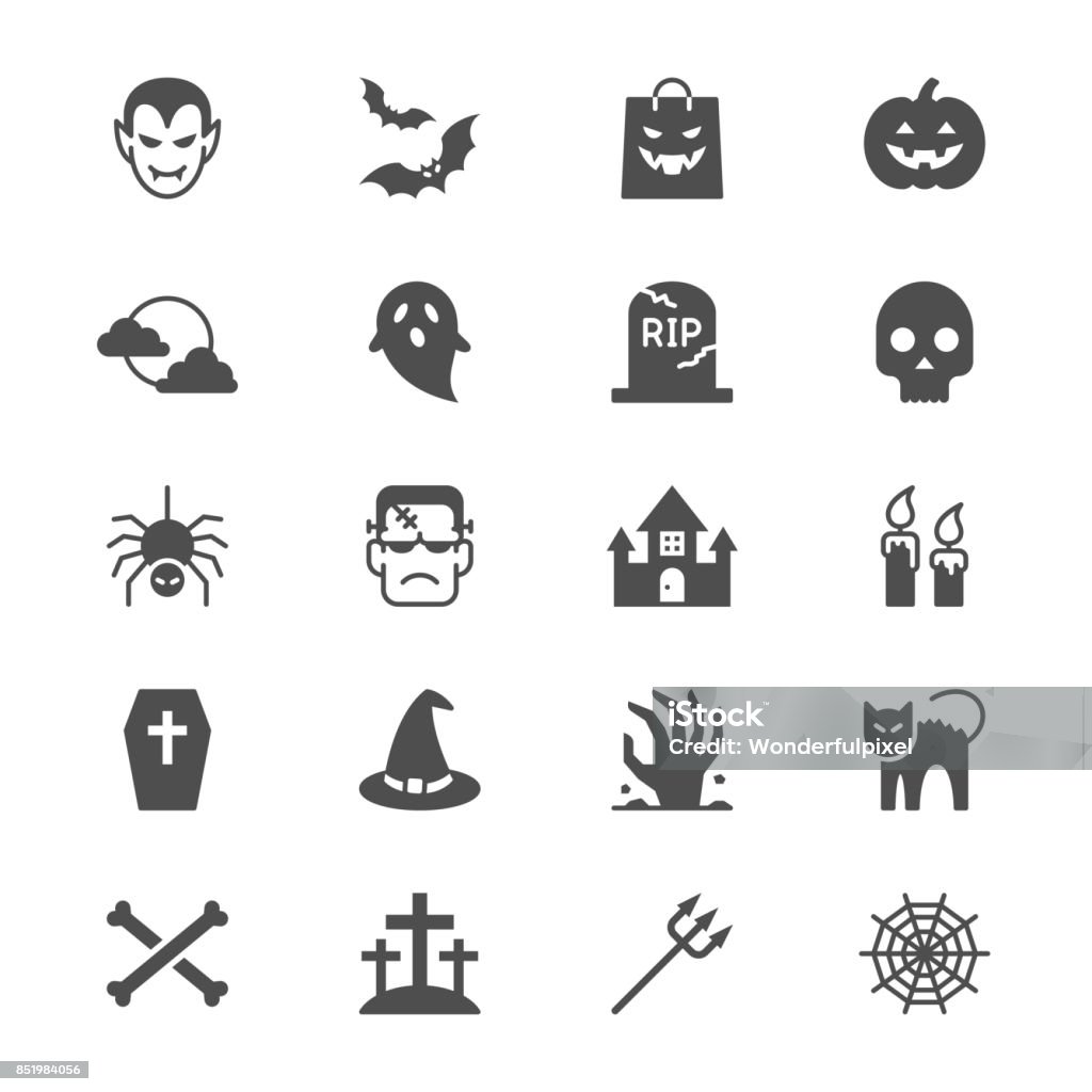 Iconos de Halloween con - arte vectorial de Ícono libre de derechos