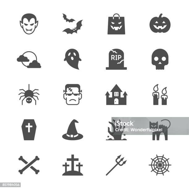 Halloween Flat Icons Stock Illustration - Download Image Now - Icon Symbol, Halloween, Vampire