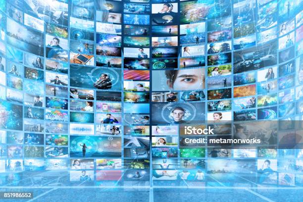 Information Network Concept Virtual Museum Video Streaming Service Stock Photo - Download Image Now