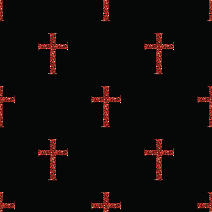 Cross Graphics Reed Seamless Red Glitter Cross Pattern On Black Background Stock ...