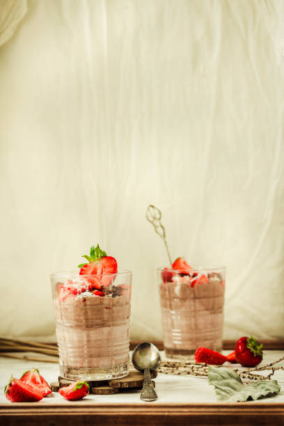 istock Chocolate pudding with strawberries. St. Valentine's Day dessert 851991688