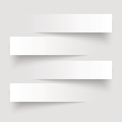 4 cutting banners on the grey background. Vector illustration.