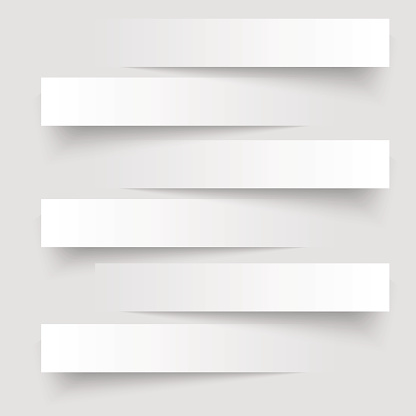 6 cutting banners on the grey background. Vector illustration.