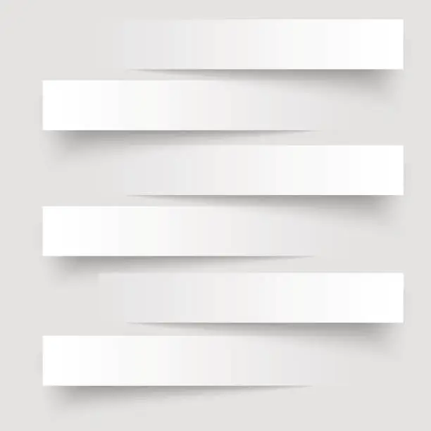 Vector illustration of 6 cutting banners on the grey background. Vector illustration.