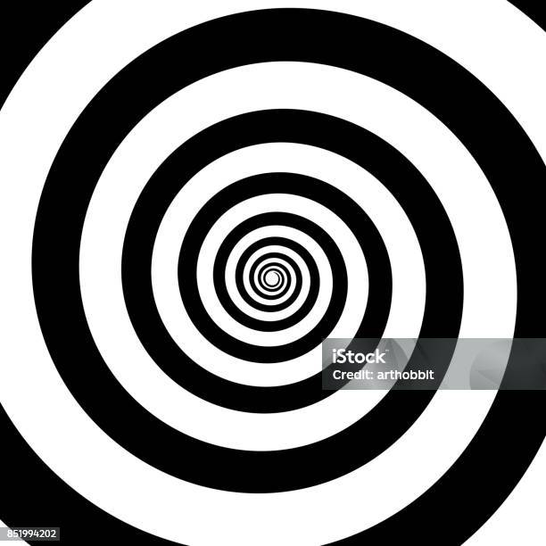 Spiral Color Black On The White Background Stock Illustration - Download Image Now - Hypnosis, Spiral, Illusion