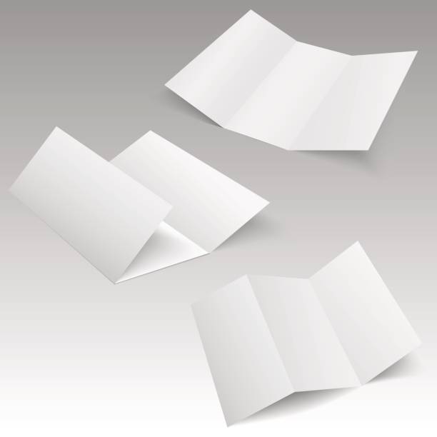 istock Set of blank trifold paper brochure mockup. Object for design and branding. Vector Illustration. 851995782