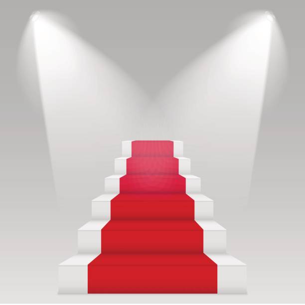 istock Stage for awards ceremony. Podium with red carpet. Pedestal.   Vector illustration 851996614