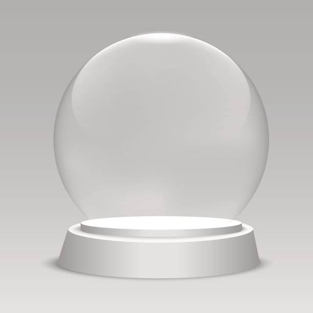 pusty świąteczny śnieżny globus na przezroczystym tle. szklana kula. ilustracja wektorowa - snow globe dome glass transparent stock illustrations
