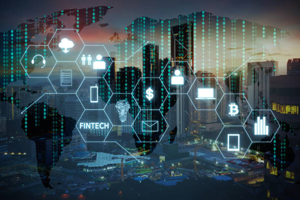 istock Fintech icon and internet of things with matrix code background, Investment and financial internet technology concept. 852000482