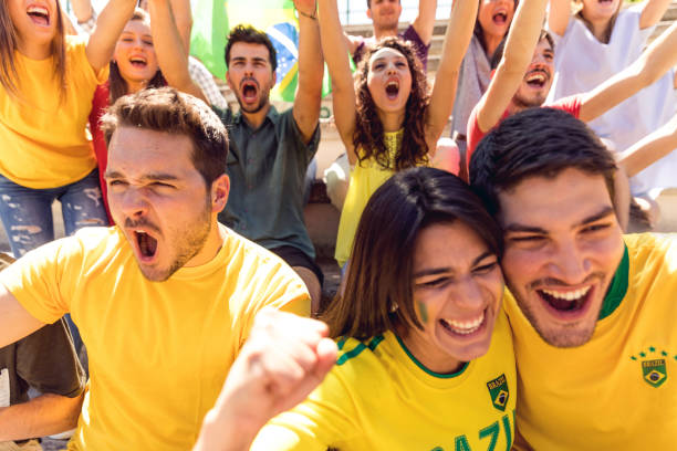 istock Brazilian torcida support the national team at the stadium 852009116