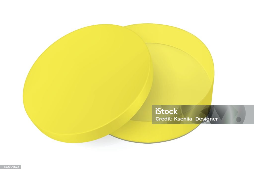 Yellow Rounded Box Yellow Round Cardboard Box With Lid Stock Illustration - Download Image ...