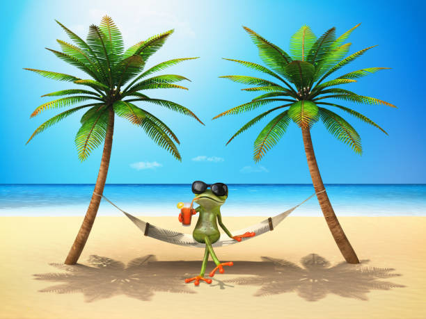 istock Green frog in the sun - 3D Illustration 852017974
