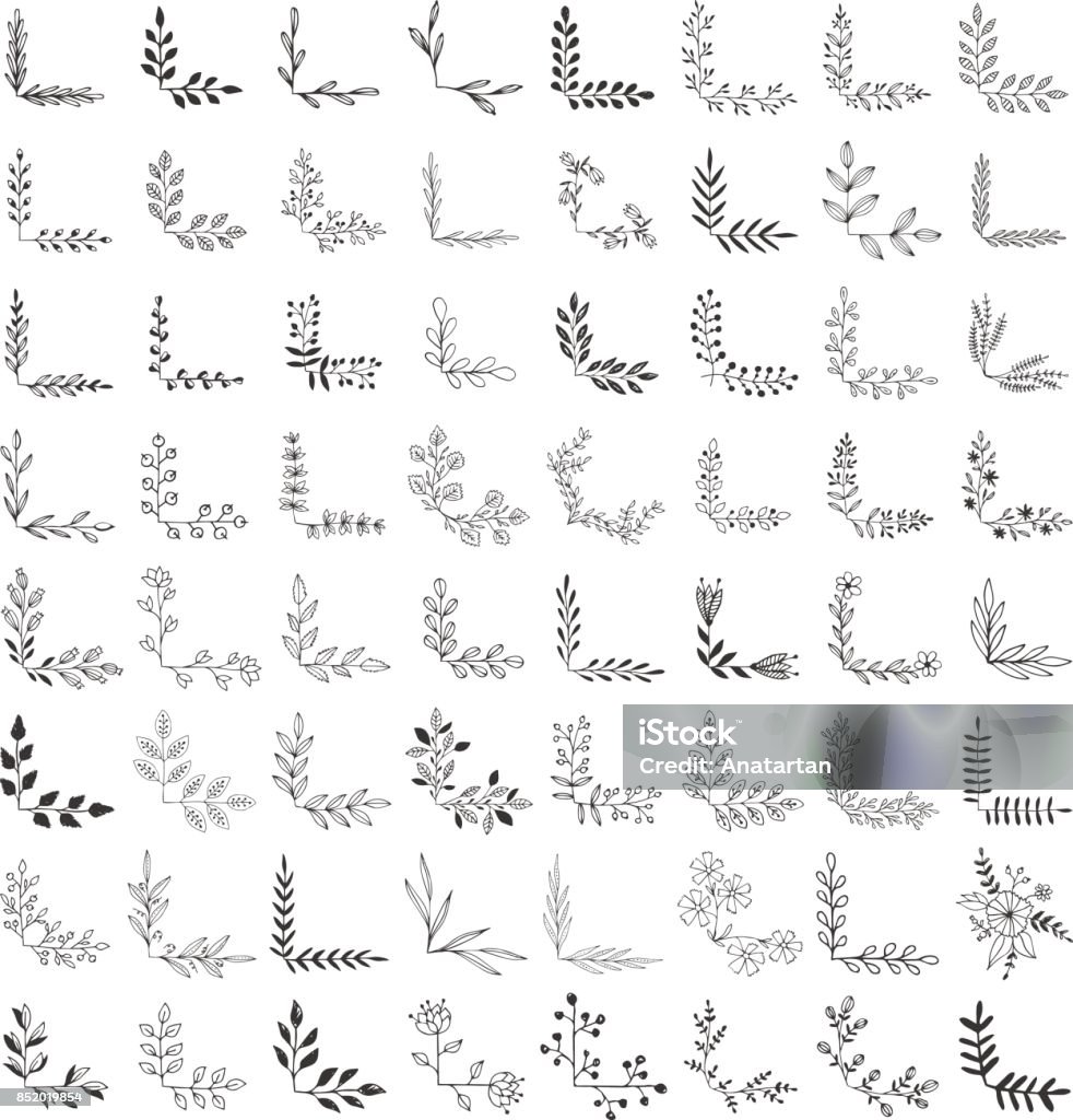 Filigree corners. Sketched vector illustration. Fancy borders. Corner stock vector