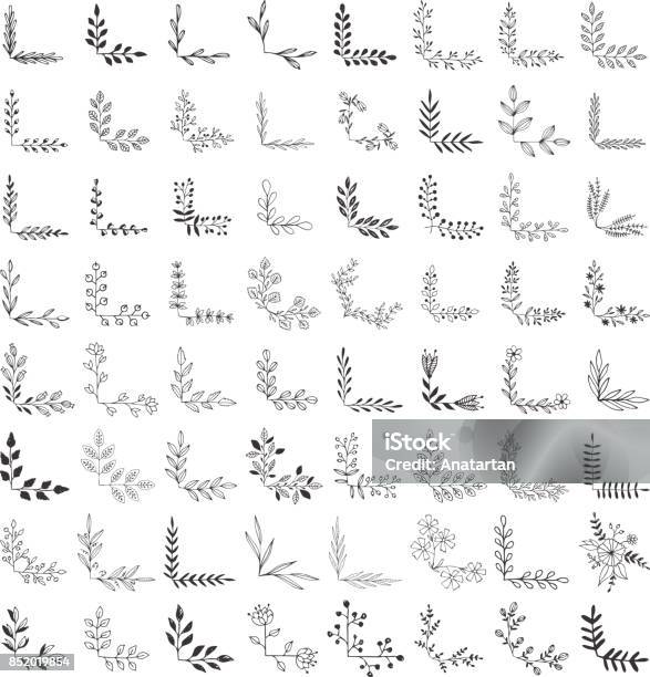 Filigree Corners Sketched Vector Illustration Fancy Borders Stock Illustration - Download Image Now