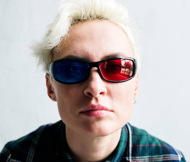 istock Caucasian blonde woman with 3D glasses 852020672