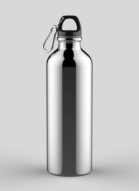 istock Aluminium silver metal shiny sipper bottle for mock up and template design. 852022428