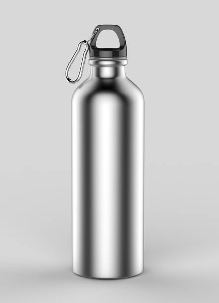 istock Aluminium silver brushed metal shiny sipper bottle for mock up and template design. 852022770