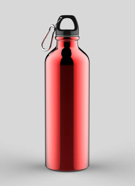 istock Aluminium red silver metal shiny sipper bottle for mock up and template design. 852022772