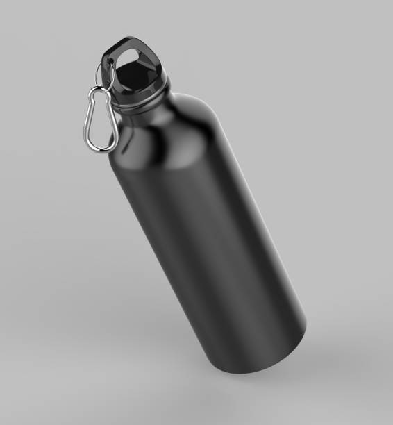istock Aluminium black silver metal shiny sipper bottle for mock up and template design. 852023252