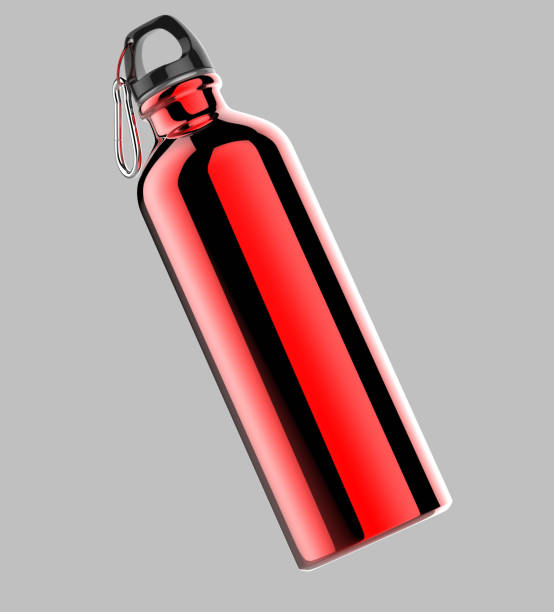 istock Aluminium red silver metal shiny sipper bottle for mock up and template design. 852023318
