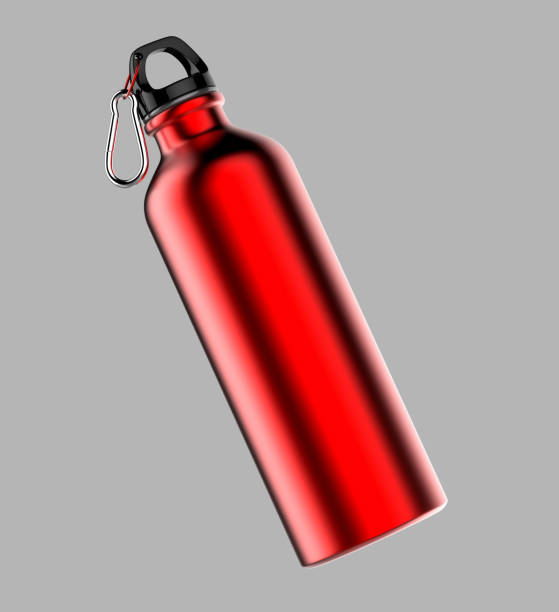 istock Aluminium red silver metal shiny sipper bottle for mock up and template design. 852023422